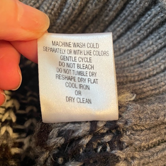 Tris Line Made in Italy Wool Blend Cardigan Sweater Size M Gray Fair Isle Dad - Picture 10 of 10